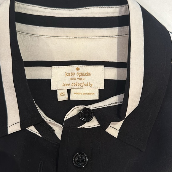 Kate Spade New York black and white striped silk blouse, XS - Picture 5 of 10